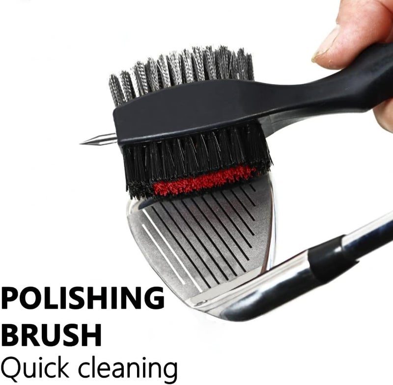 Lesunsul Golf Club Brushes, Golf Cleaning Tool, with Retractable Cleaning Nails, Nylon and Wire Bristles Oversize Double Brush Head with 2ft Retractable Zip-line Metal Buckle - Image 4